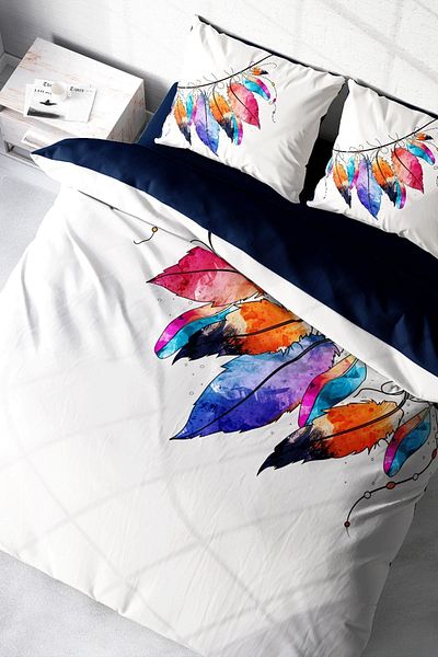 MonoHome Duvet Cover Set 100% Natural Cotton Double 3D Digital Feather
