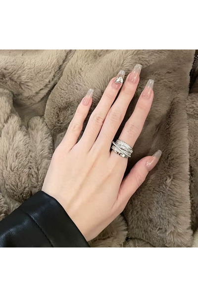 Takıtolia Bright Spiral Ring Cross Design Zircon Stone Gold Color Elegant Stylish Adjustable Ring