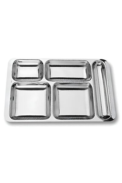 Russet Abant Metal Yemek Tepsisi 4 Gözlü Tabuldot Tepsisi Paslanmaz