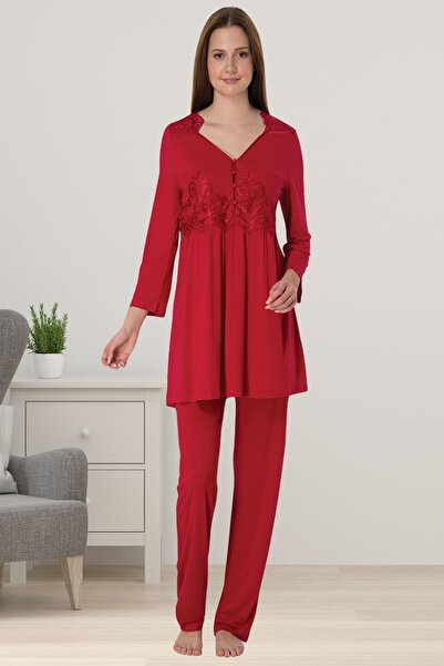 ByLohusa Set de pijamale din bumbac pentru gravide și postpartum, cu detalii ...