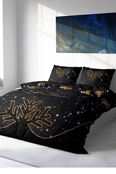 MonoHome Новогодишен комплект спално бельо 100% естествен памук Merry Christm...