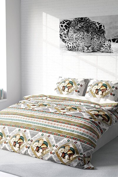 MonoHome Bedding Set Cotton Satin Double Size 3D Digital Vintage Elephant