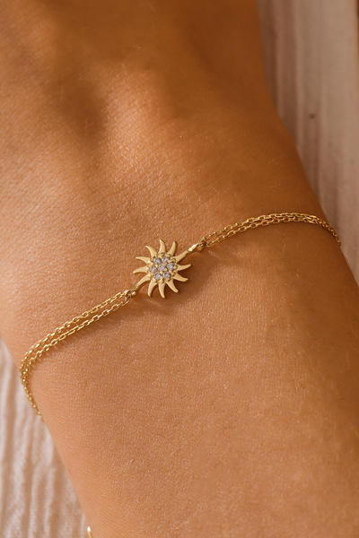 MOOM MÜCEVHERAT 14 Ayar Altın Güneş Bileklik