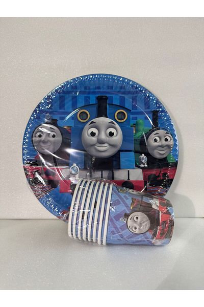 Cadde Süs Thomas and Friends Set of 8 Paper Plates and Cups