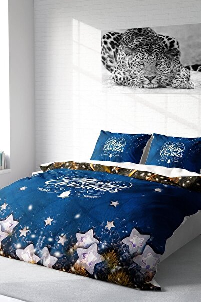 MonoHome New Year Duvet Cover Set 100% Natural Cotton Merry Christmas Double ...