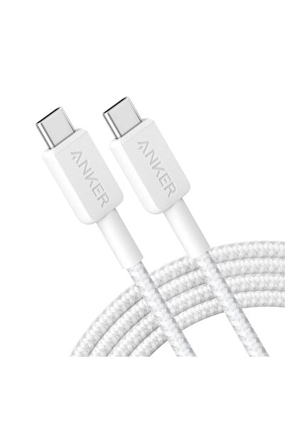 Anker 322 PowerLine USB-C to USB-C Örgülü Kablo 3ft/0.9m 60W - USB-IF - Beyaz - A81F5