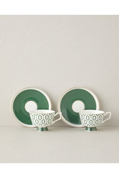 English Home Octavia New Bonem 4-Piece 2-Person Coffee Cup Set - 90 ml Dark Green