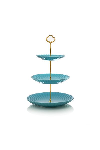 HIC ceramic sweet stand blue color with 3 floors
