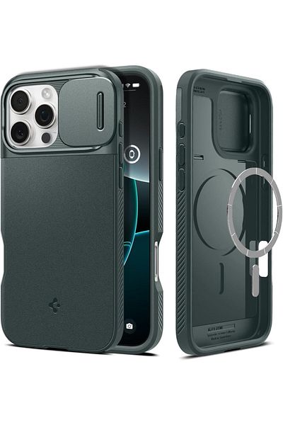 Spigen Optik Armor MagFit for iPhone 16 Pro Max case cover (2024) MagSafe compatible - Abyss Green