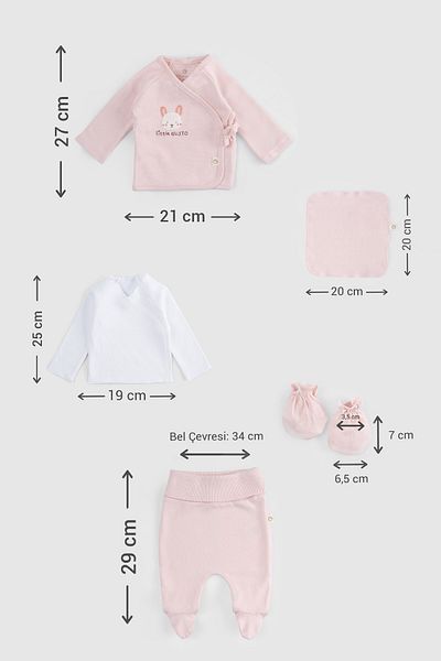 Little Gusto Organic Cotton Pink Hospital Discharge Set of 10
