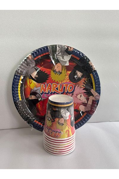 Cadde Süs Naruto Set of 8 Paper Plates and Cups