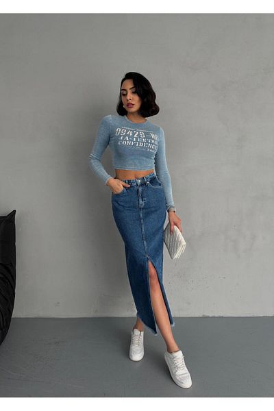 Zeo Basic FUSTA DENIM ALBASTRU ÎNCHIS MĂRIME MAXI