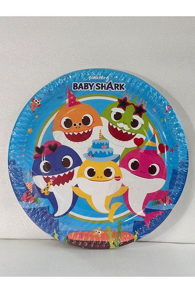 Cadde Süs Baby Shark Set of 8 Paper Plates and Cups