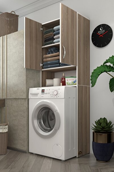 Kenzlife Çamaşır Makinesi Dolabı Sinem Cvz 180*066*30 Banyo Kiler Kapaklı Ark...