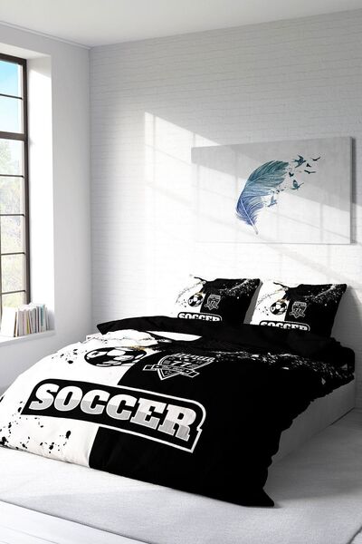 MonoHome Set posteljine Pamuk Satin Bračni 3D Digitalno Crno-Belo