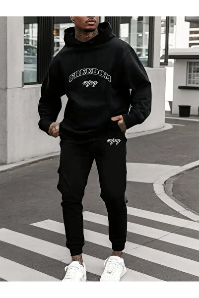 Frisson Ανδρικό σετ φόρμας με κουκούλα με γραφικό σχέδιο Freedom - Προϊόν XXS...