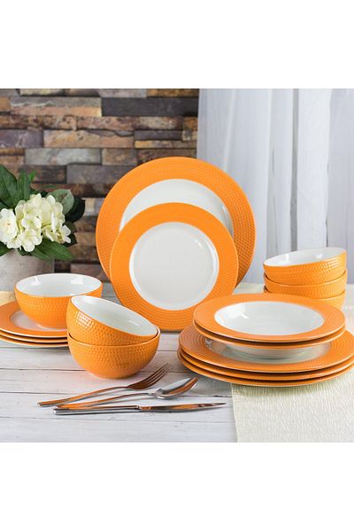 HIC Turkish dinner set 24 pcs orange color