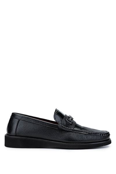Tamer Tanca Men's Genuine Leather Black Loafer Shoes