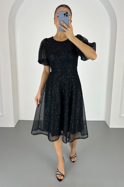 Lafaba Γυναικείο μίντι βραδινό φόρεμα με παγιέτες με μαύρη ζώνη