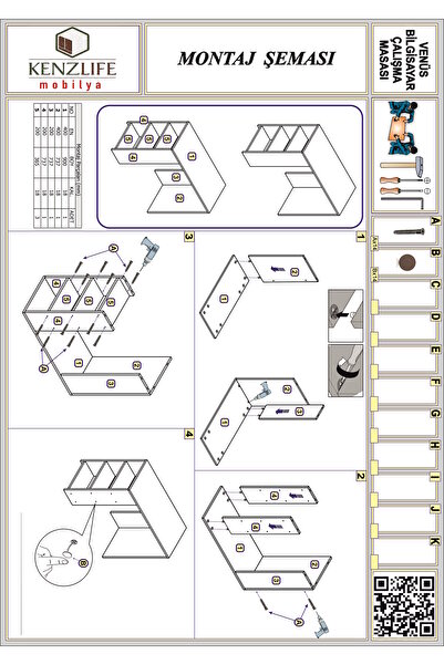 Kenzlife Bilgisayar Çalışma Masası Venüs Byz Ofis Sekreter Laptop