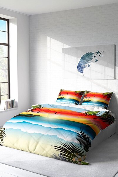 MonoHome Комплект спално бельо от памучен сатен 3D Digital Sunset