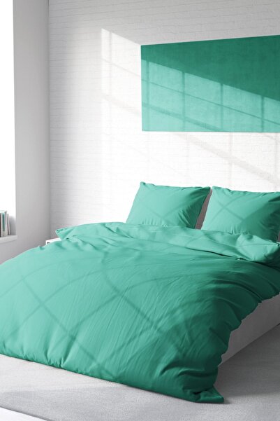 MonoHome Set de lenjerie de pat 100% bumbac natural dublu 3d digital verde Lu...