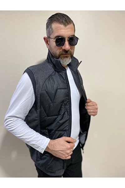 BENESSE Γιλέκο με φερμουάρ με ζιβάγκο με καπιτονέ μπροστά με τρεις κλωστές