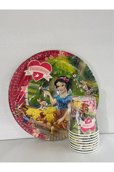 Cadde Süs Cotton Princess Set of 8 Paper Plates and Cups