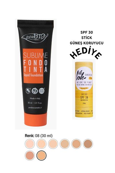 purobıocosmetics كريم أساس نباتي وعضوي |   إخفاء عالي |   لمسة نهائية غير لامعة |   مقاوم للماء 08