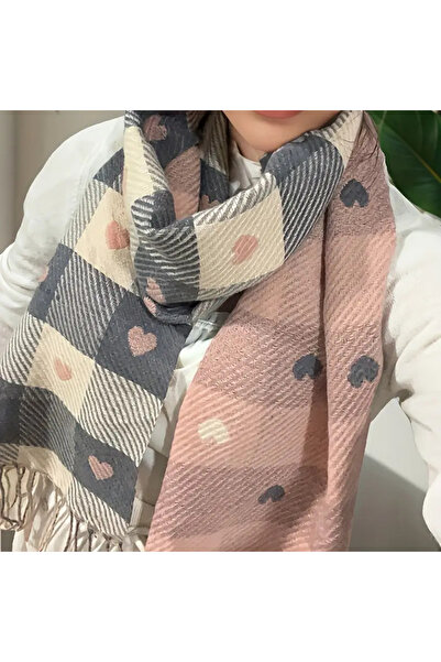 Redhead Çift Taraflı Kalpli Yumuşak Atkı Şal