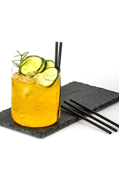 AMBALAJ PAZARI Plastik İnce Kokteyl Pipeti Siyah 18 cm - 1000 Adet