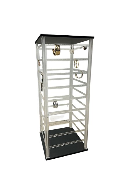 STAND MARKET Pleksi Glass 4 Taraflı Dönen Küpe Standı