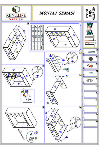 Kenzlife Giysi Dolabı Necmettin 150*120*40 Byz Gardırop