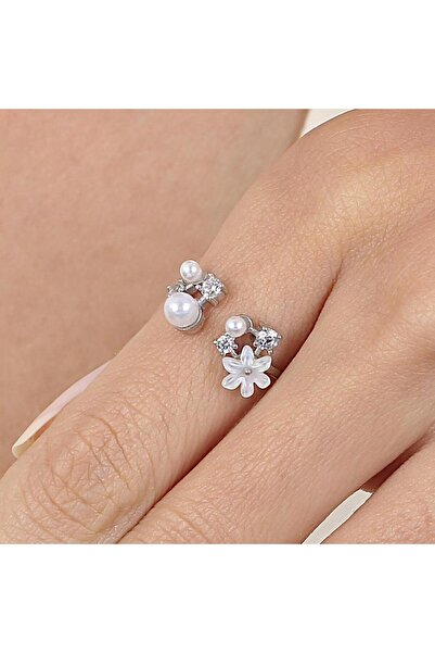 Mia Vento Manolya Çiçeği Neşeli İnciler Gümüş Yüzük