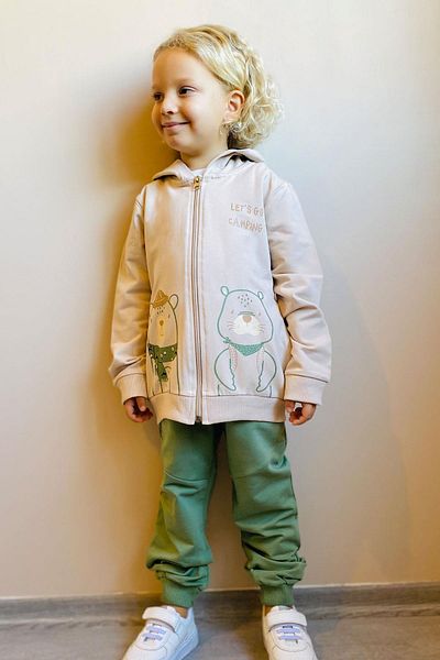 Breeze 2-6 Years Old Boys' Tracksuit Set - Camper Animals Printed, Beige