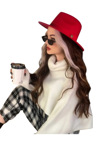 CosmoOutlet Panama Fedora Trilby Classic Inside Adjustable Red Color Women's Hat