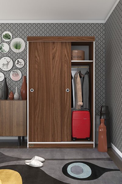 Kenzlife Gardırop Sürgülü Kapaklı Kapılı Karanfil110 Cvz Gardolap Dolap