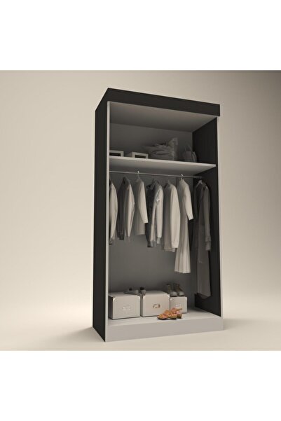 Kenzlife Gardırop Sürgülü Kapaklı Kapılı Karanfil090 Gri Aynalı Gardolap Dolap