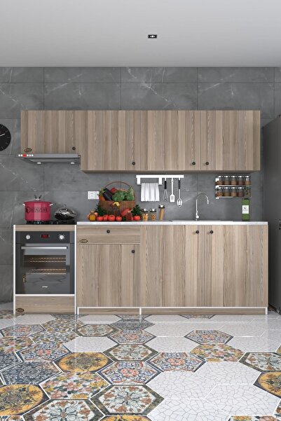 Kenzlife Hazır Mutfak Seti Nayakan Crd 240 Cm Genişlik Üst Tezgahsız Ankastre Fırın Modüllü