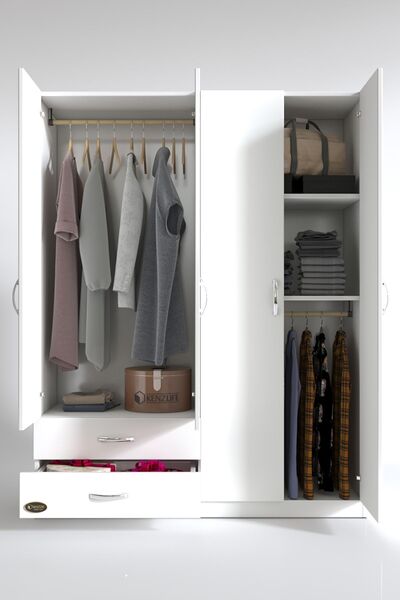Kenzlife Gardırop 4 Kapılı 2 Çekmeceli Orkide Byz 180*120*42 Gardolap Dolap Ofis