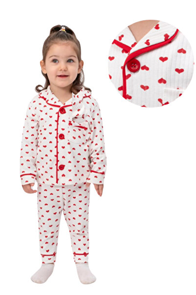 irkkids Kız Çocuk Önden Düğmeli Pamuklu Pijama Takımı