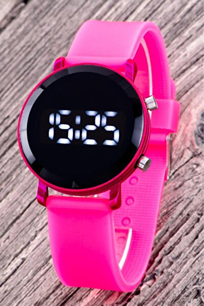 Saattino Fuşya Renk Kız Çocuk Saati Led Watch Hediye Bileklik Kol Saat ST-304313