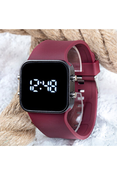 Spectrum Bordo Silikon Kordonlu Çelik Kasa Unisex Model Dijital Saat ST-303618