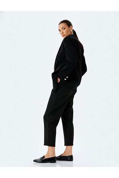 Koton Elastic Waist High Waist Pocket Fabric Trousers