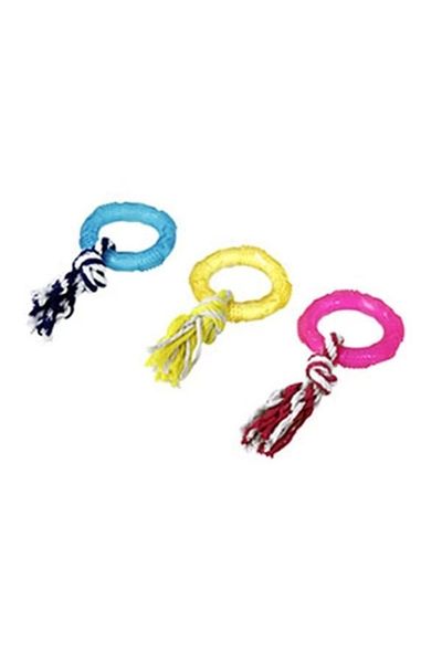 Flamingo Colorful Serrated String Ring Dog Toy 8 cm