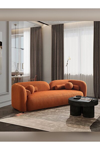 Mododizayn Asus Koltuk Takımı 3 3 1 1 - Ekru Ve Turuncu Koltuk Takımı