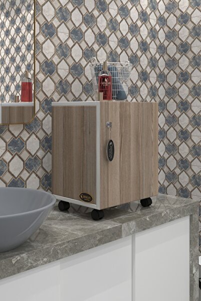 Kenzlife Mutfak Dolabı Zehra 048*030*032 Crd Kilitli Tekerlekli Banyo Evrak Ofis Kitaplık Ayakkabılık Kiler
