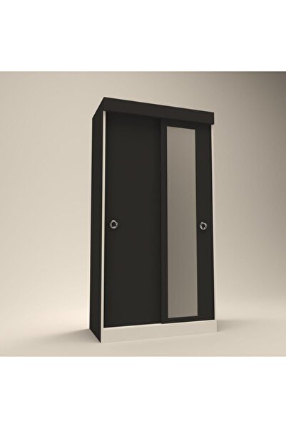 Kenzlife Gardırop Sürgülü Kapaklı Kapılı Karanfil090 Gri Aynalı Gardolap Dolap