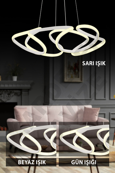 Genel Markalar Sonsuz 3 Renkli Beyaz Derin4 Modern Ledli Avize