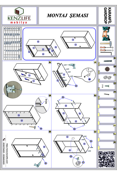 Kenzlife Gardırop Sürgülü Kapaklı Kapılı Karanfil090 Gri Aynalı Gardolap Dolap